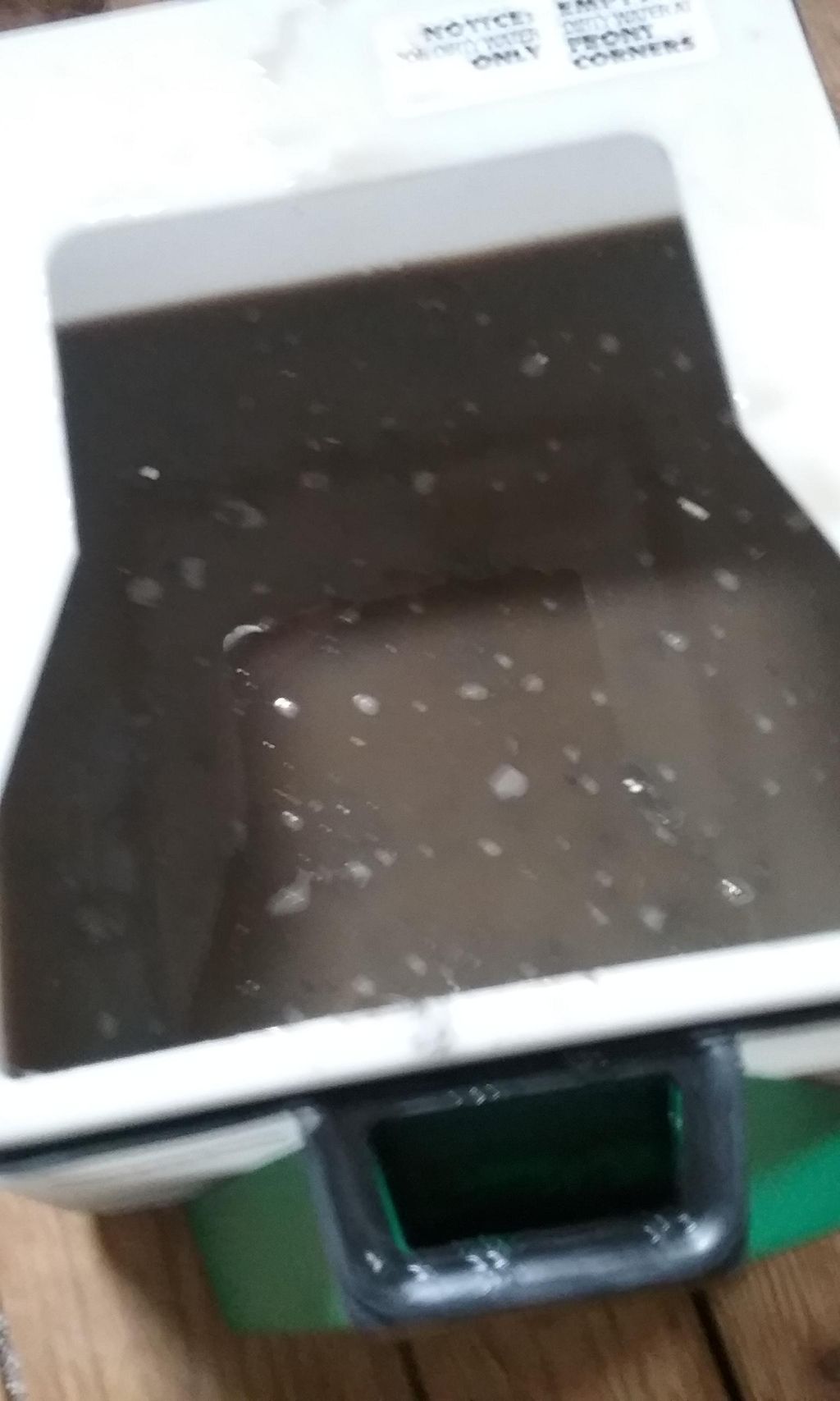 First tub of water after extraction from carpeting