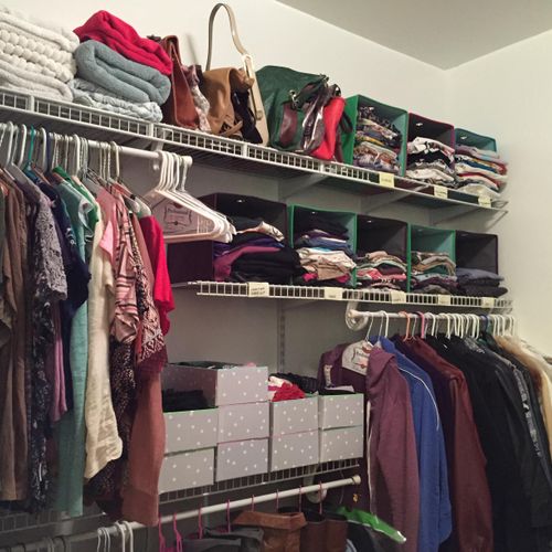 An organized closet means similar things are kept 