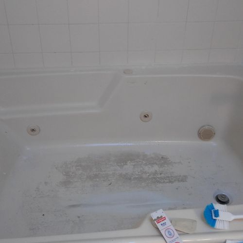 Master bath tub/shower BEFORE we cleaned