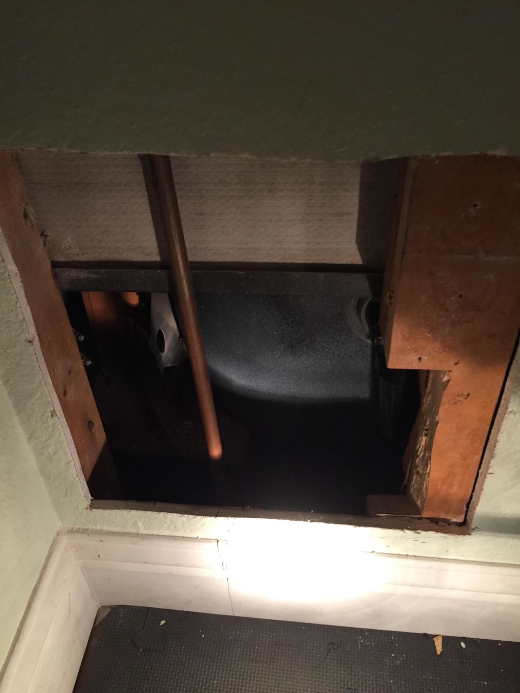 Access hole to make repair