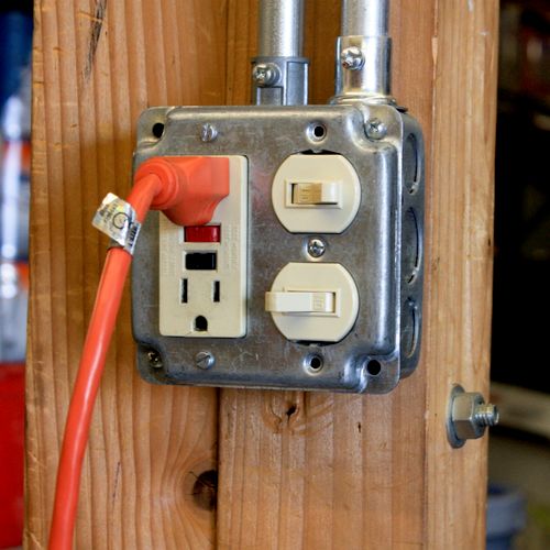 GFI outlet and Double switches.