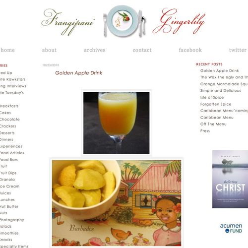 Recent Web Design created for Frangipani & Gingerl