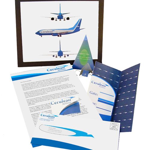 Cerulean Airlines business identity. Letterhead, e