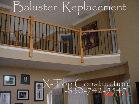 replace painted wood with wrought iron baluster