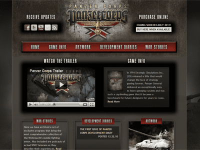 Panzer-Corps.com, a game fansite. Custom website d