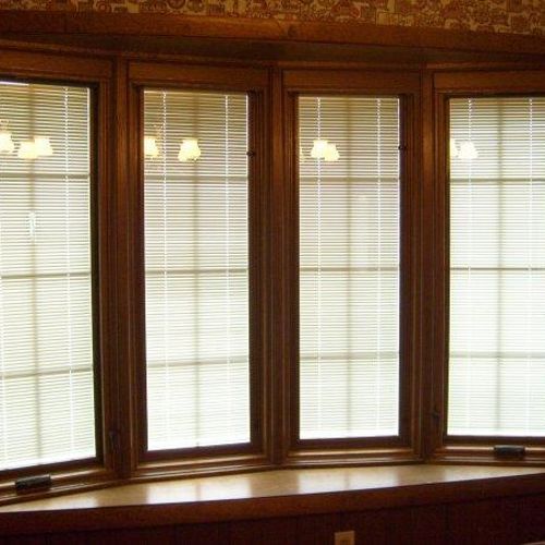 Pella Casement Bow with Blinds between the glass