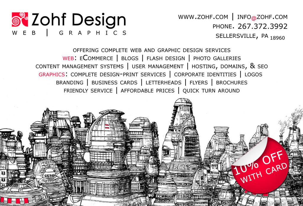 Post card - good for 10% off for new customers onl