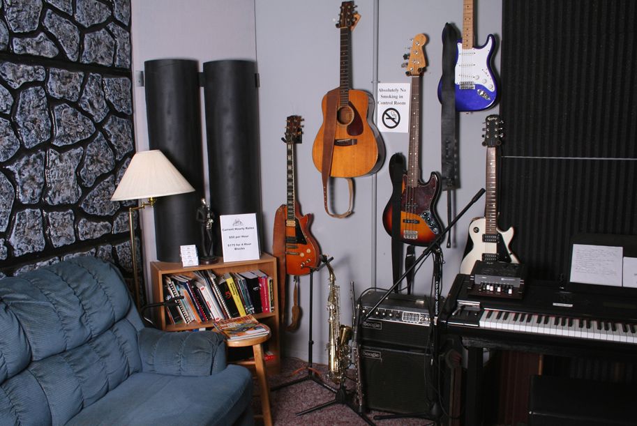 Wall of instruments in control room