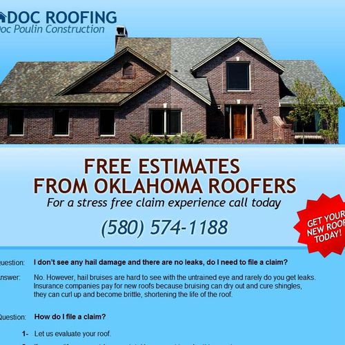 Single page site designed and coded for A roofing 