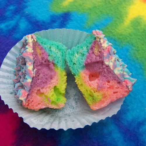 Rainbow cupcakes.