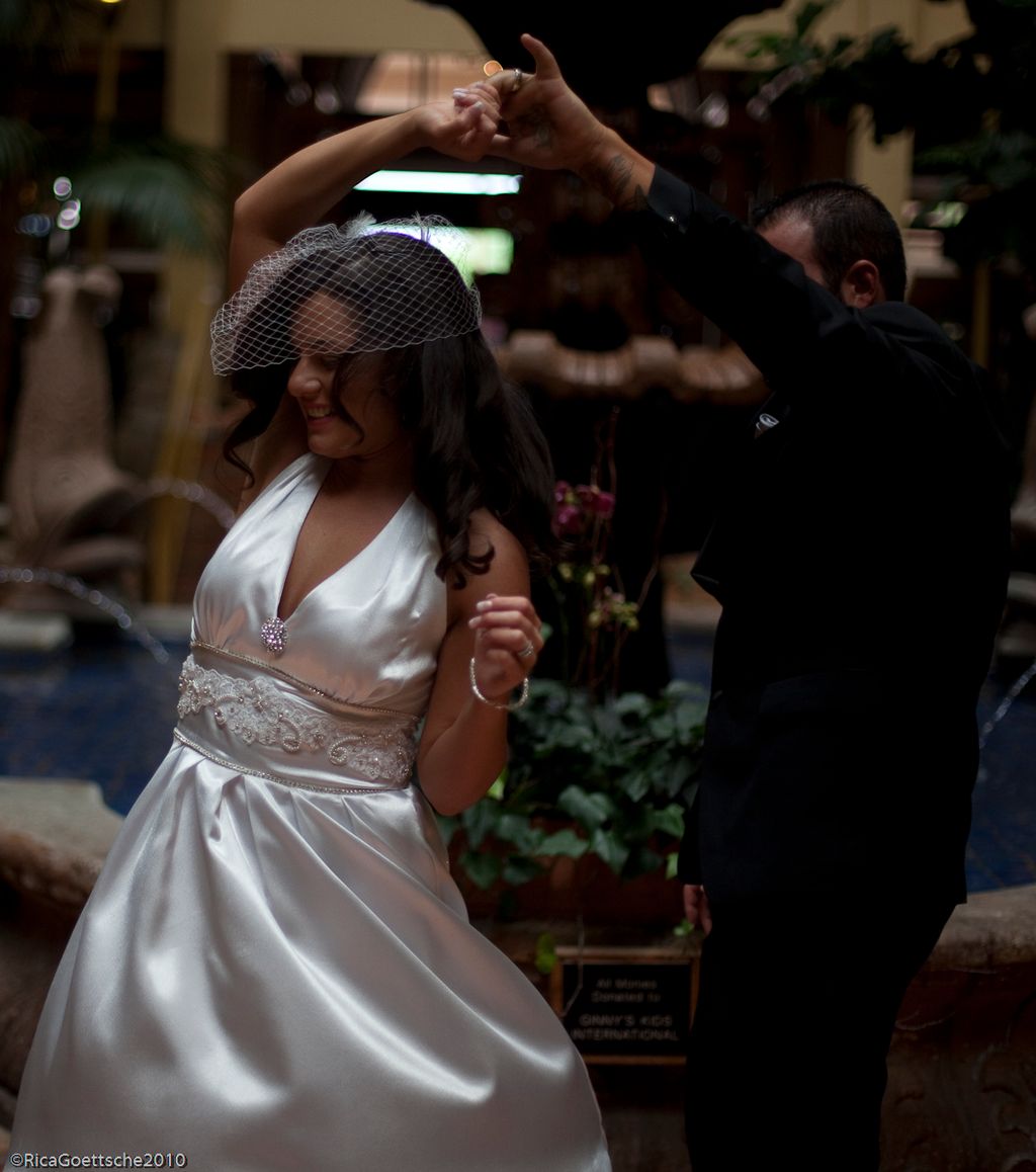 The newlyweds dancing