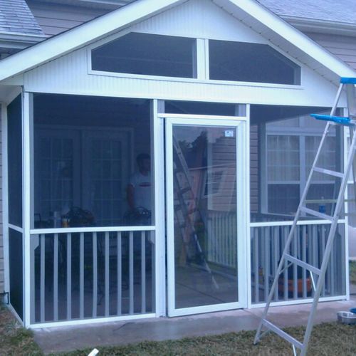 This is a picture of an open gable screened in por