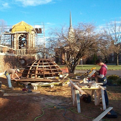 100 year old bell tower removed for reconstruction