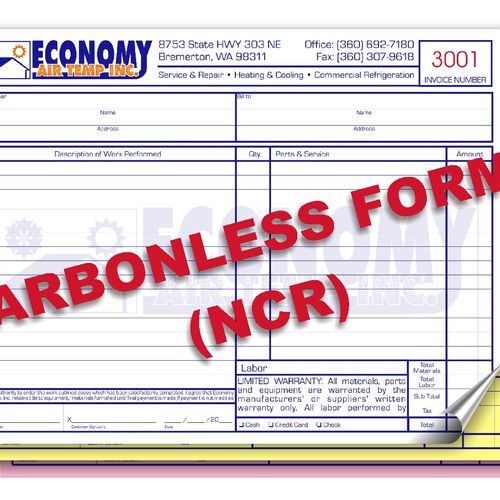 Carbonless forms with numbering
