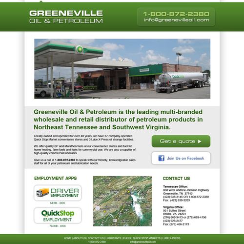 This website redesign is for Greeneville Oil & Pet