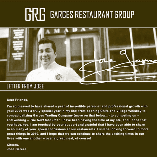 Garces Restaurant Group email newsletter design
