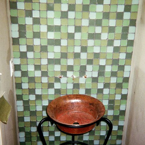 Glass tile accent wall