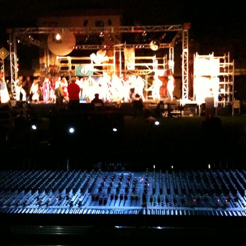 Night time production at an outdoor theater show!