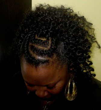 Ponytail with flat twist in the front. Last 1 to 2