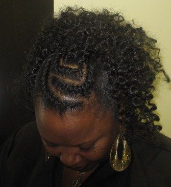 Ponytail with flat twist in the front. Last 1 to 2