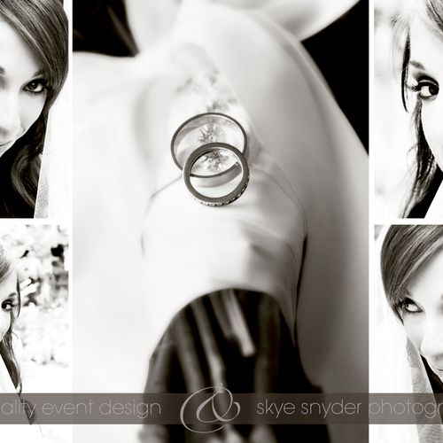 black and white bridal portraits and ring details