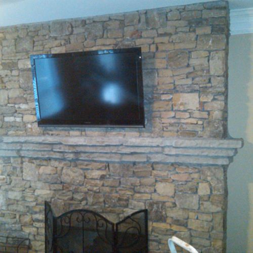 One above a beautiful stone fireplace I did for a 