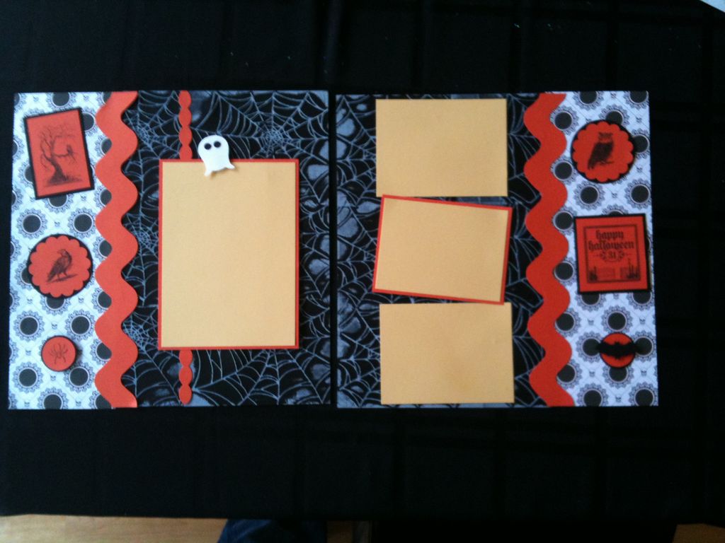 12x12 Halloween Pages we made at Scrapbook Club