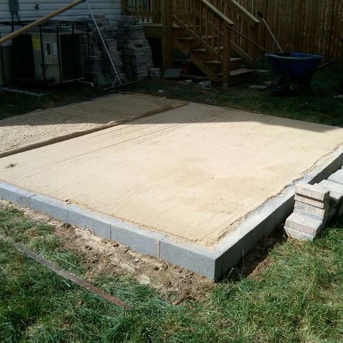 installing the foundation for a raised back yard p
