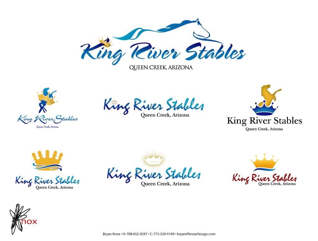 King River Thoroughbred Stables logo design.