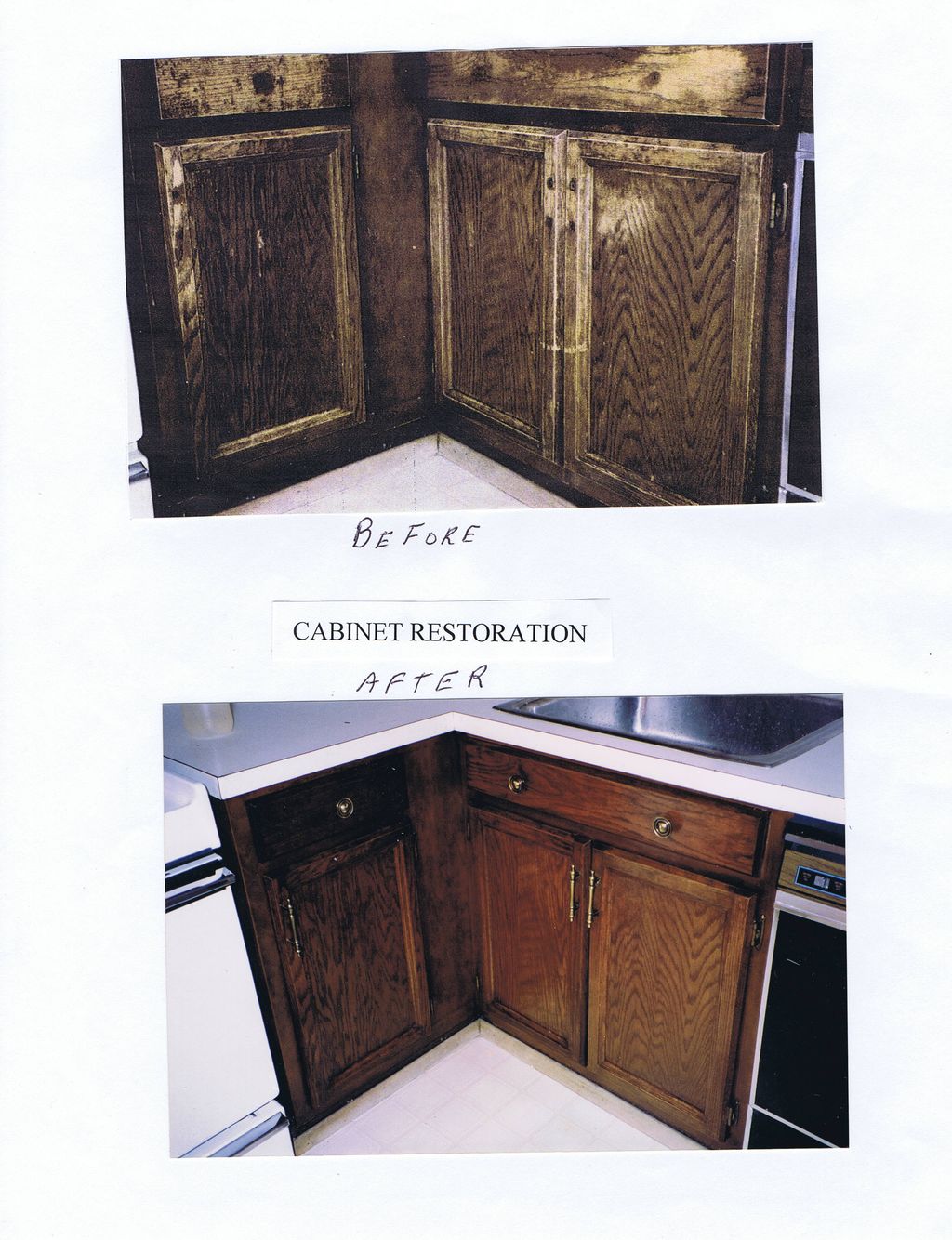 Repair of water damaged cabinet