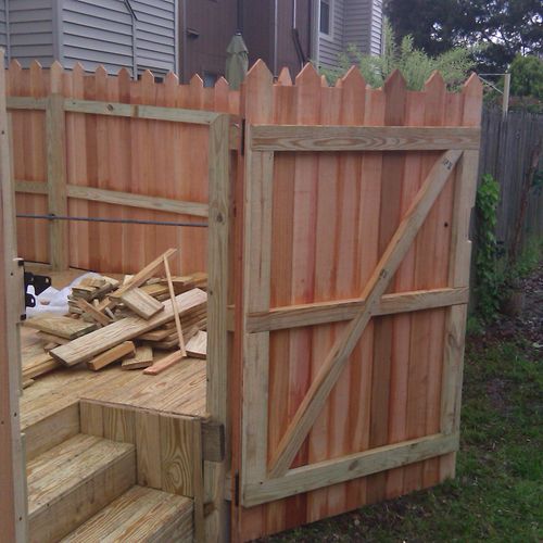 New cedar fence/ gate & clear decking,  all custom