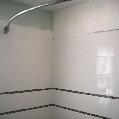 shower tile install,new tub
