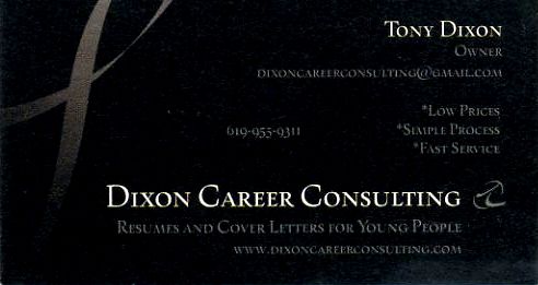 Dixon Career Consulting
Resumes and Cover Letters 