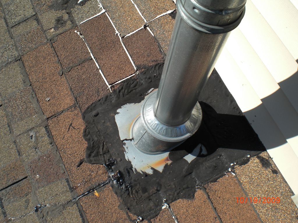 Tar seal - this will eventually crack and leak.