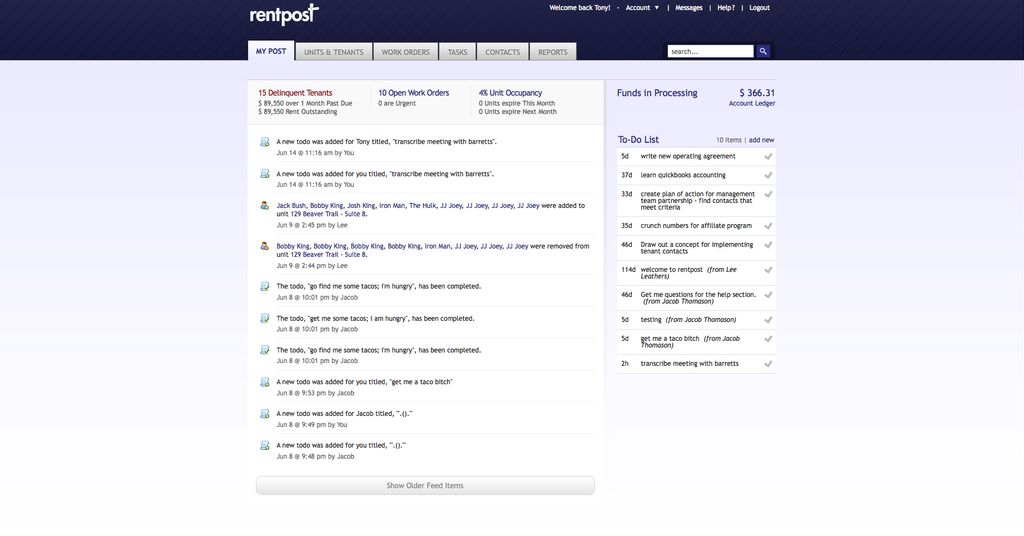 Your RentPost feed list keeps you in tune with all