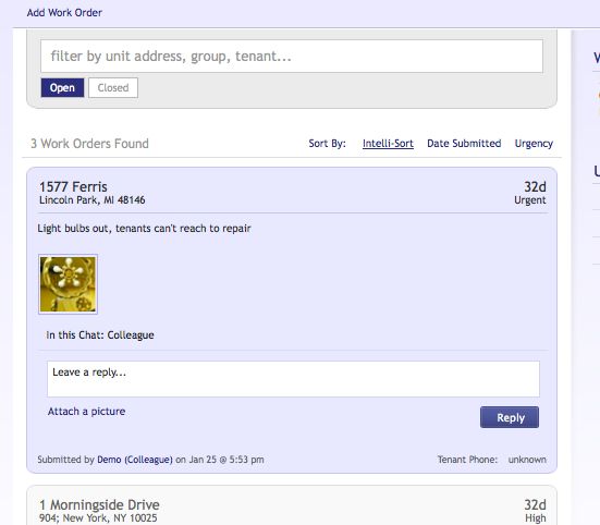 Add and receive work orders from tenants! Tenants 