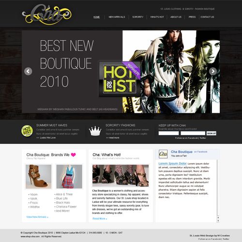 Website design for Cha Boutique