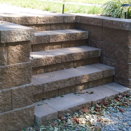 After pic of retaining wall and steps done with ve