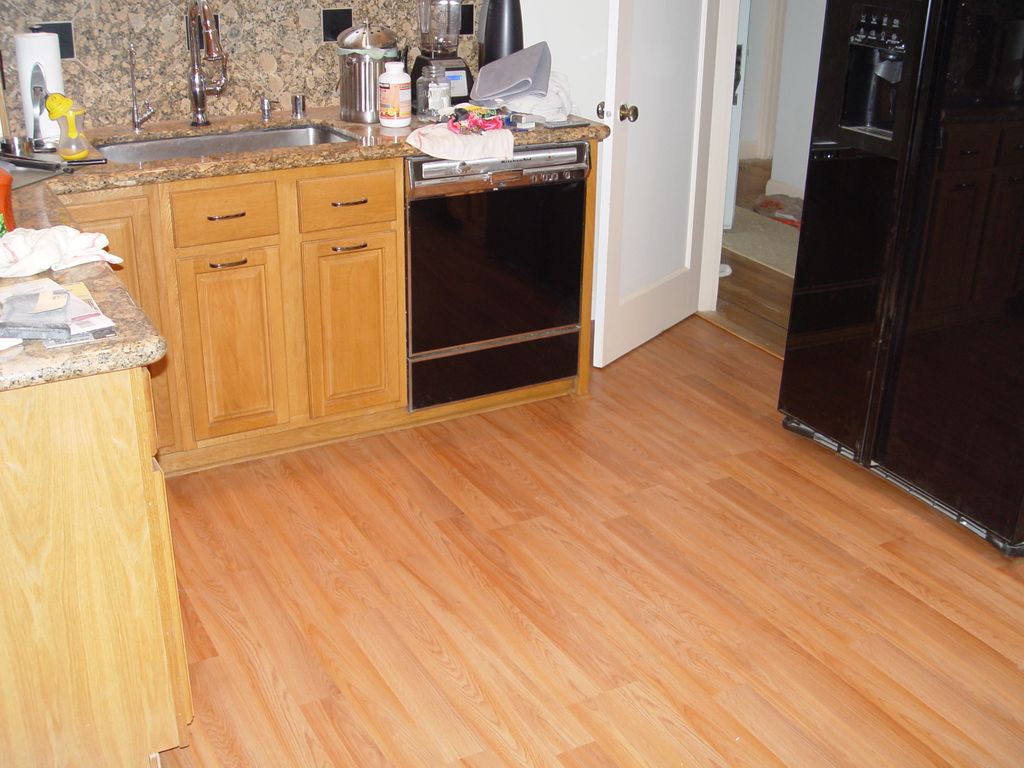 Engineered wood floating floor installed