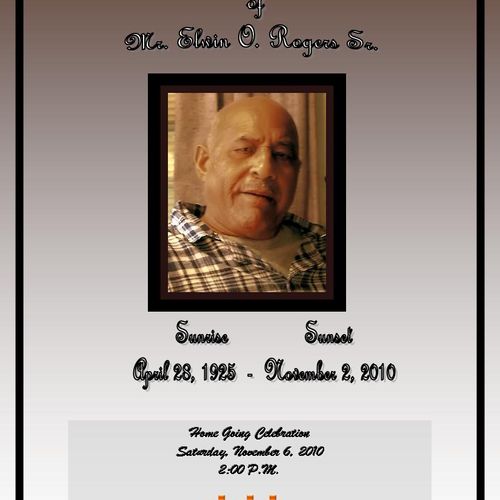 Themed Based Funeral Program for Mr. Elwin Rogers