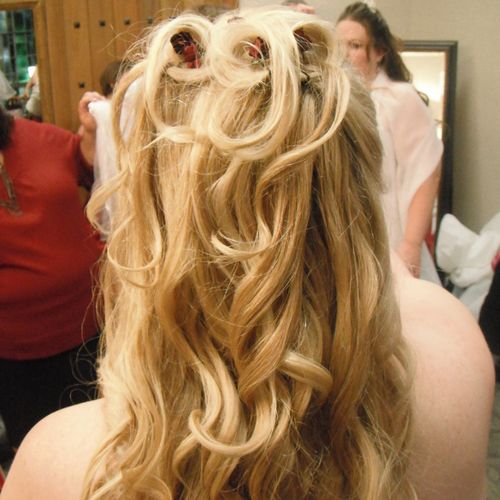 Bridesmaid hair...curled half up/half down