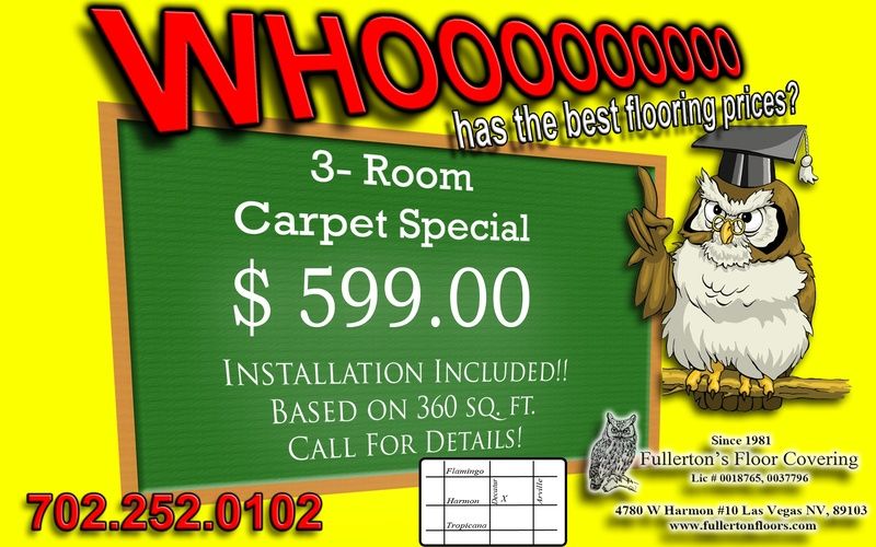 3 Rooms Carpte and Installation - $599.00*