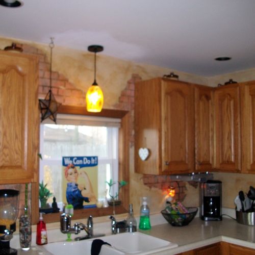 This plaster brick finish completed this kitchen.