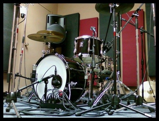 Micing up the Drums for a Recording Session