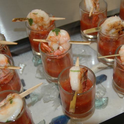 shrimp and bloody Mary shooters