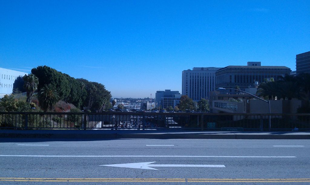 Bridge over 101 FWY.  On Grand