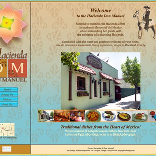 Mexican restaurant website featuring full menus an
