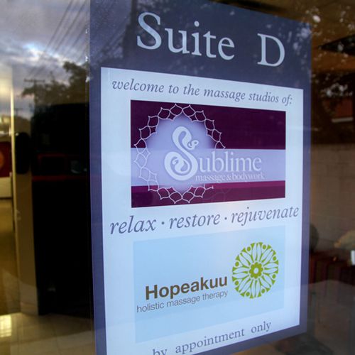 suite D is home to Hopeakuu and Sublilme massage a