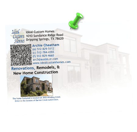 Ideal Custom Homes Stucco Postcard - back