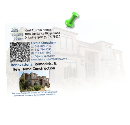 Ideal Custom Homes Stucco Postcard - back